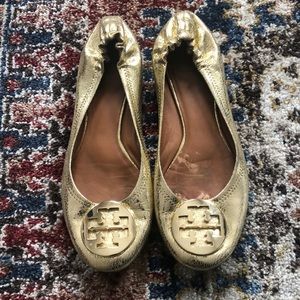 Tory Burch Gold Flats